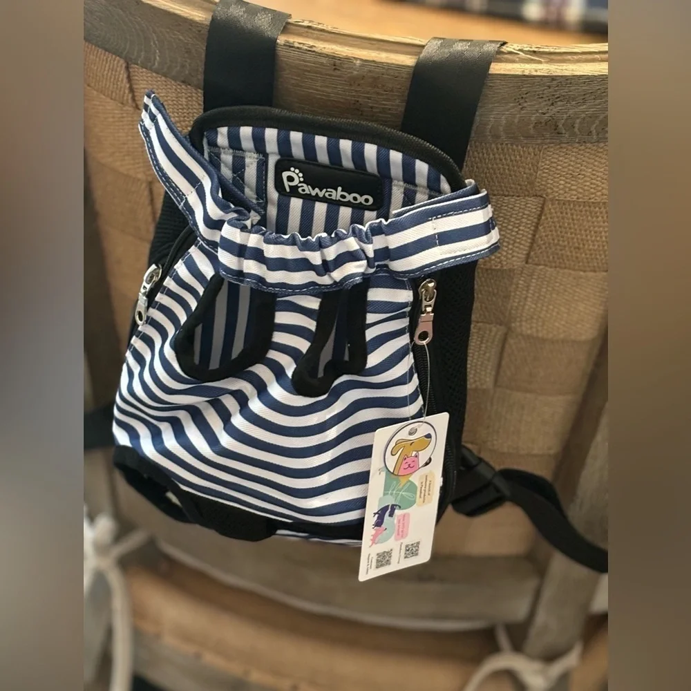Pawaboo Navy Striped Dog Carrier Backpack